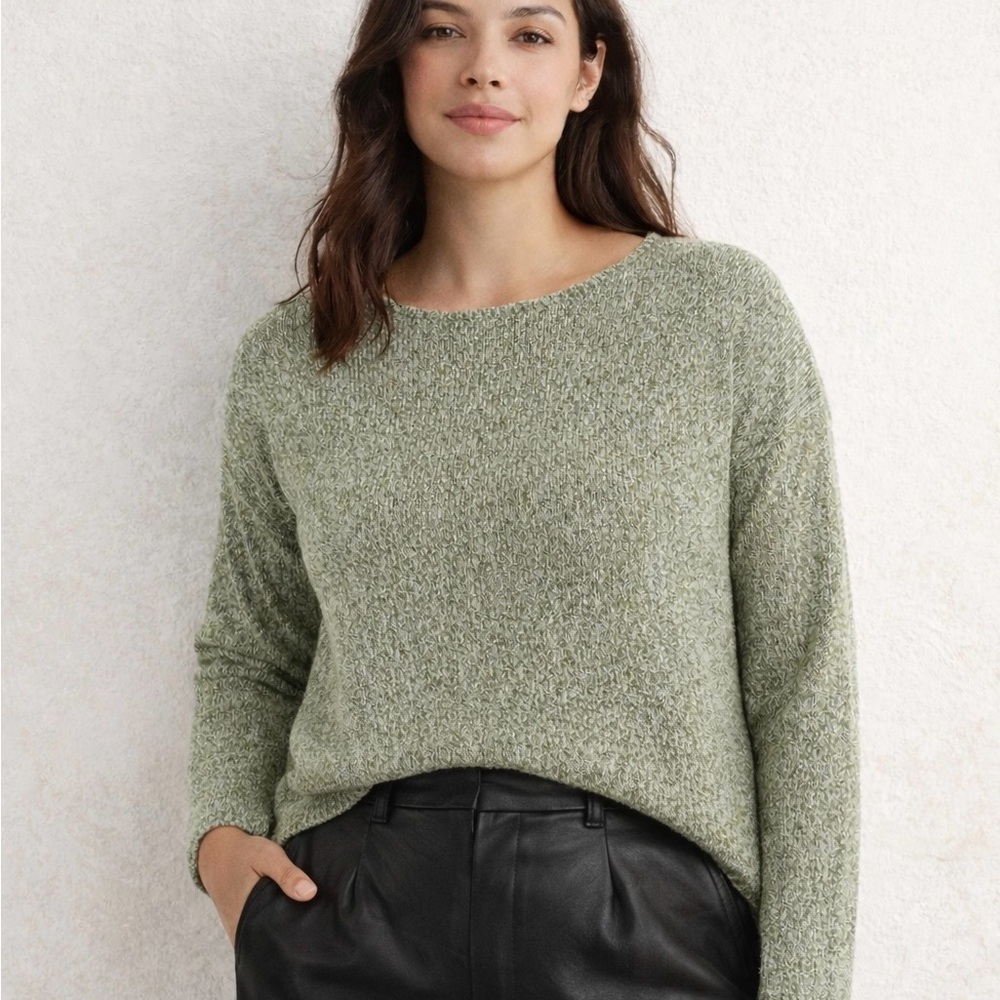Eileen Fisher Sage Green Crew Neck Sweater
